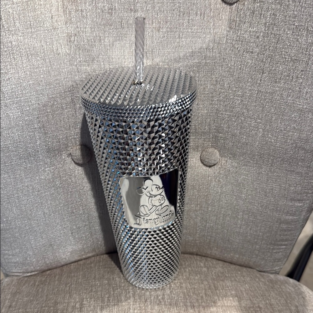 Brand New Starbucks Disneyland Bling Mickey Silver Textured Tumbler
